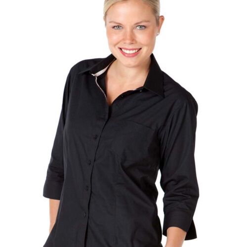 JB's LADIES  3/4 CONTRAST SHIRT BLK/WHT - 08 Thumbnail