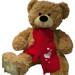 XLarge Valentines Teddy Bear - Personalised Scarf Thumbnail
