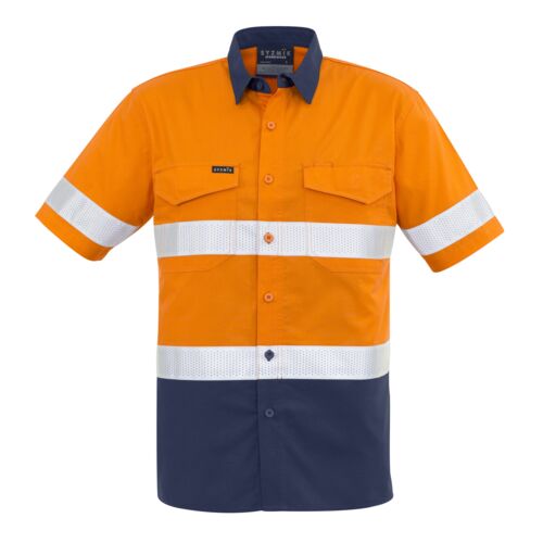 Mens Rugged Cooling Hi Vis Taped Short Sleeve Shirt Thumbnail