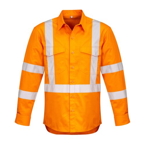 Mens Hi Vis X Back Taped Long Sleeve Shirt Thumbnail