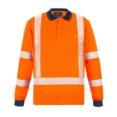 Unisex Hi Vis X Back NSW Rail Long Sleeve Polo Thumbnail
