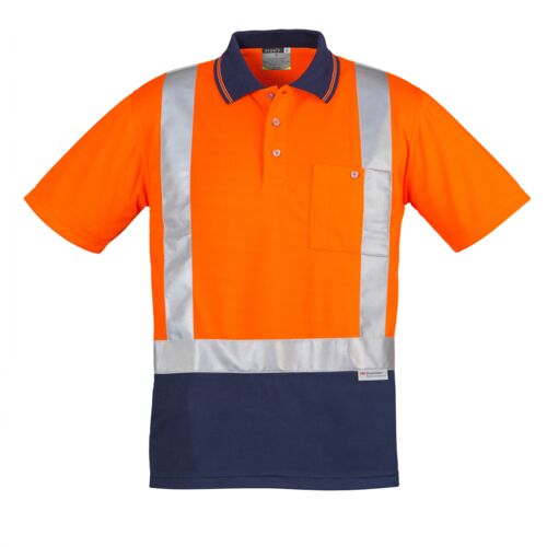 Mens Hi Vis Spliced Short Sleeve Polo - Shoulder Taped Thumbnail