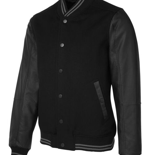 JB's Art Leather Baseball Jacket Black S Thumbnail